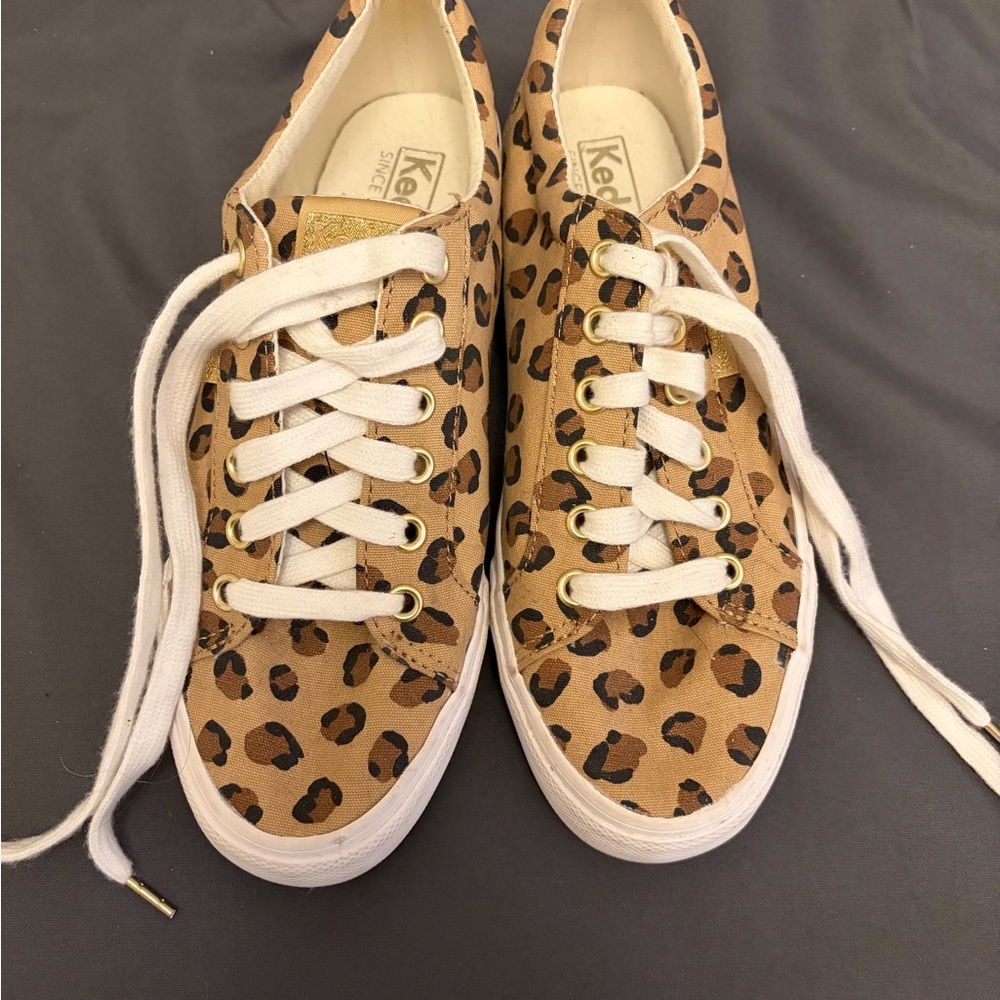Keds Women's Tan and Black Animal Print Sneakers